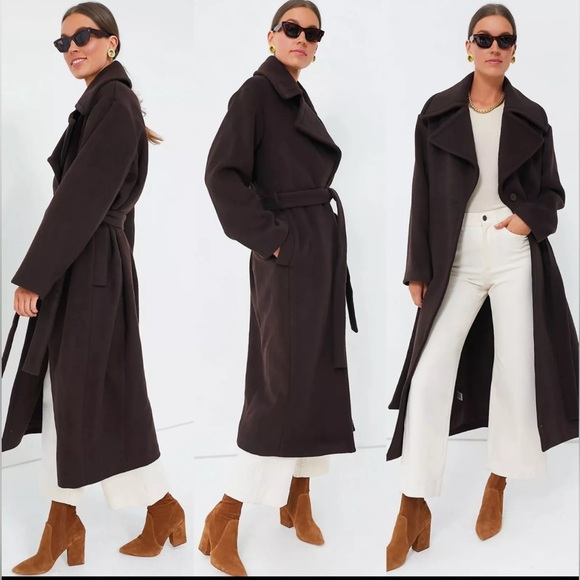 Staud-brown carver scarf detail wool blend coat - Picture 8 of 11